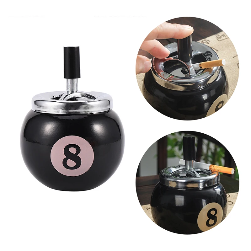 Home Decoration Crafts Metal Billiards Ashtray Creative Office Desktop Ornaments Smoking Accessories Ash Tray Gift for