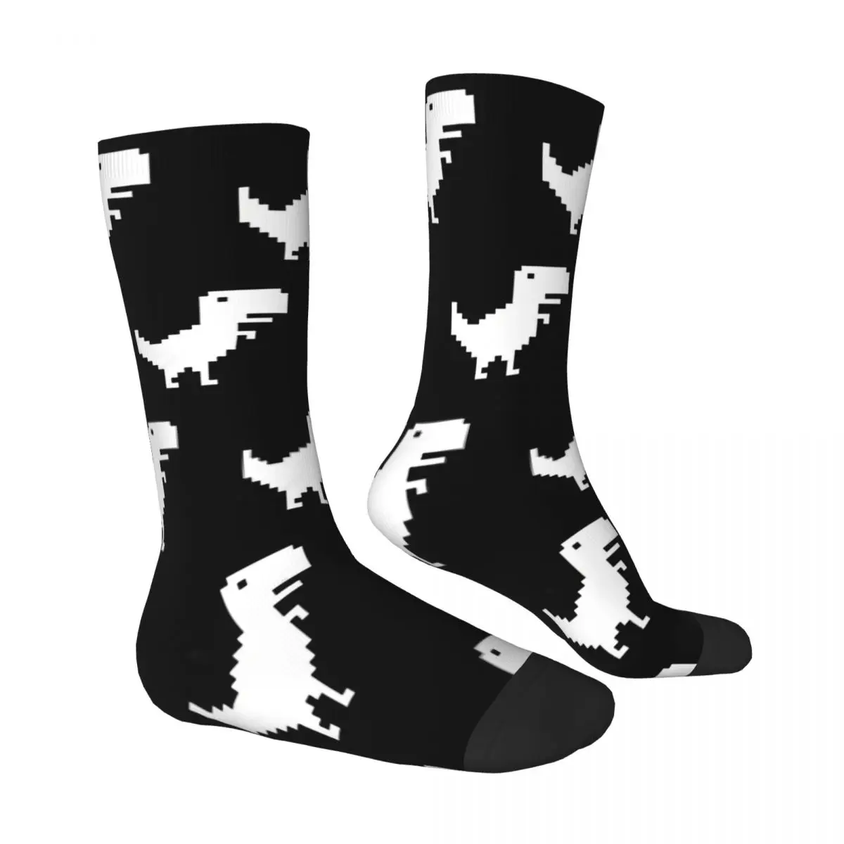 Hip Hop Vintage 8-Bit Offline T-Rex Crazy Men's Socks Dinosaurs Unisex Harajuku Seamless Printed Funny Happy Crew Sock Boys Gift