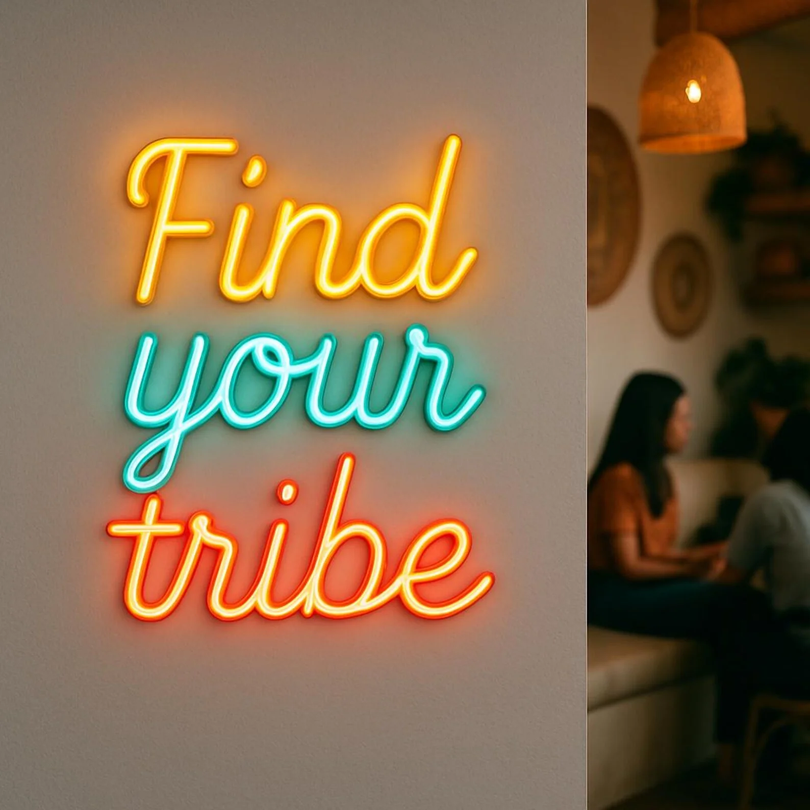 Find your Tribe Neon Sign,Cafe Light, Office Led Sign, Coworking spaces Neon Decor,Big Size Neon Decor