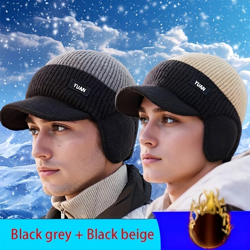 1/2 Stück Winter-Baseballkappe Winddichte Gestrickte Thermische Ohrenwärmer Warme Wander-Mütze für Männer und Frauen Outdoor-Sport Warme Lauf- und Radmütze