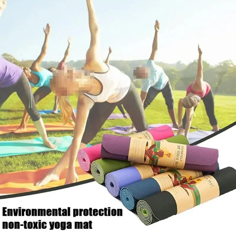 TPE عدم الانزلاق اليوغا الحصير لا طعم له العلامة التجارية بيلاتيس رياضة ممارسة منصات حقيبة مجانية الطبيعة المطاط اللياقة البدنية حصيرة اليوغا مع حمل
