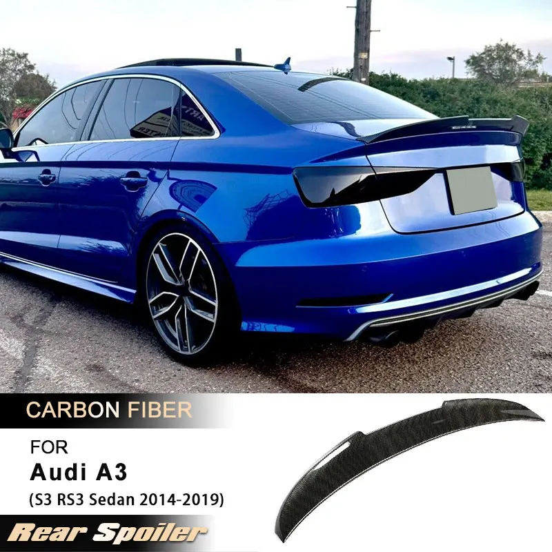 

Car Rear Trunk Spoiler Wings for Audi A3 S3 RS3 Sedan 2014-2019 Racing Rear Spoiler Boot Wing Lip Body Kit Full Carbon Fiber
