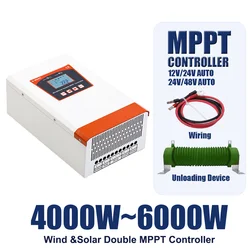 Double MPPT Wind Energy Hybrid System Charge Solar Controller 6kw 12v 24v & 24v 48v Auto Regulator Home Use Windmill Generator
