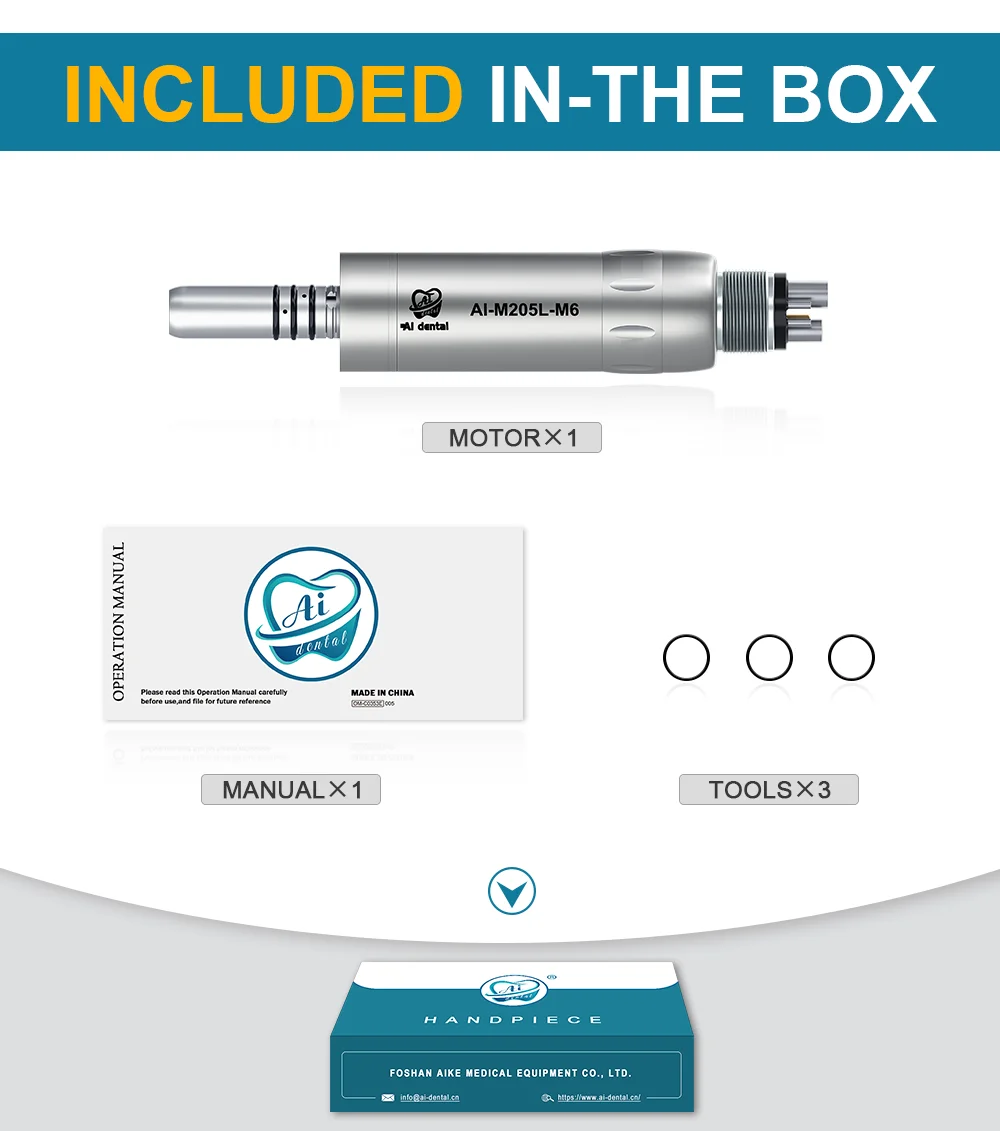 Dental Inner Water Air Motor Slow Speed Handpiece Parts AI-M204/M205 Non-LED Turbine Connector AI-M205LG LED Generator Series