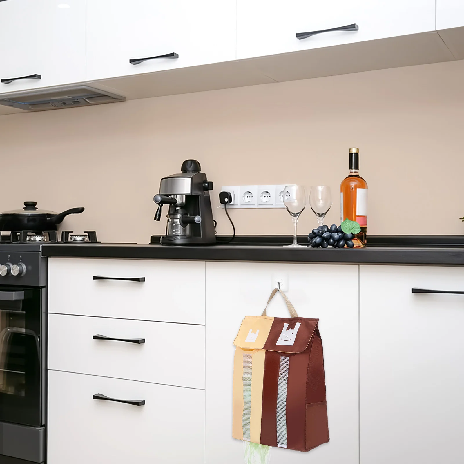 

Multifunctional Garbage Bag Storage Holder Strong Nylon Material Space Saving Design for Plastic Bags Towels Organizer