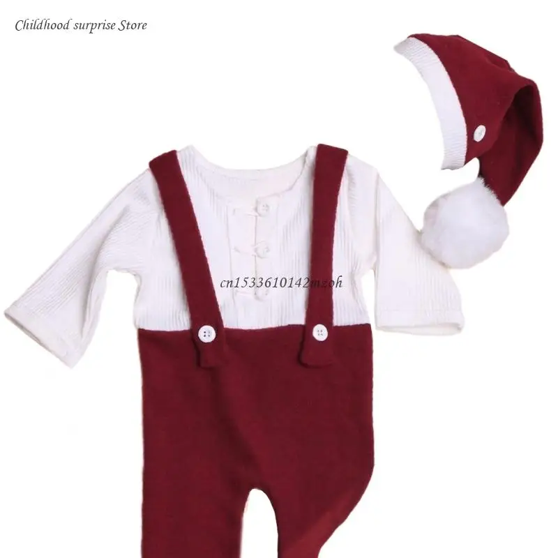 

Baby First Christmas Outfit Set with Soft Romper & Knitted Caps set for Boy Girl Dropship