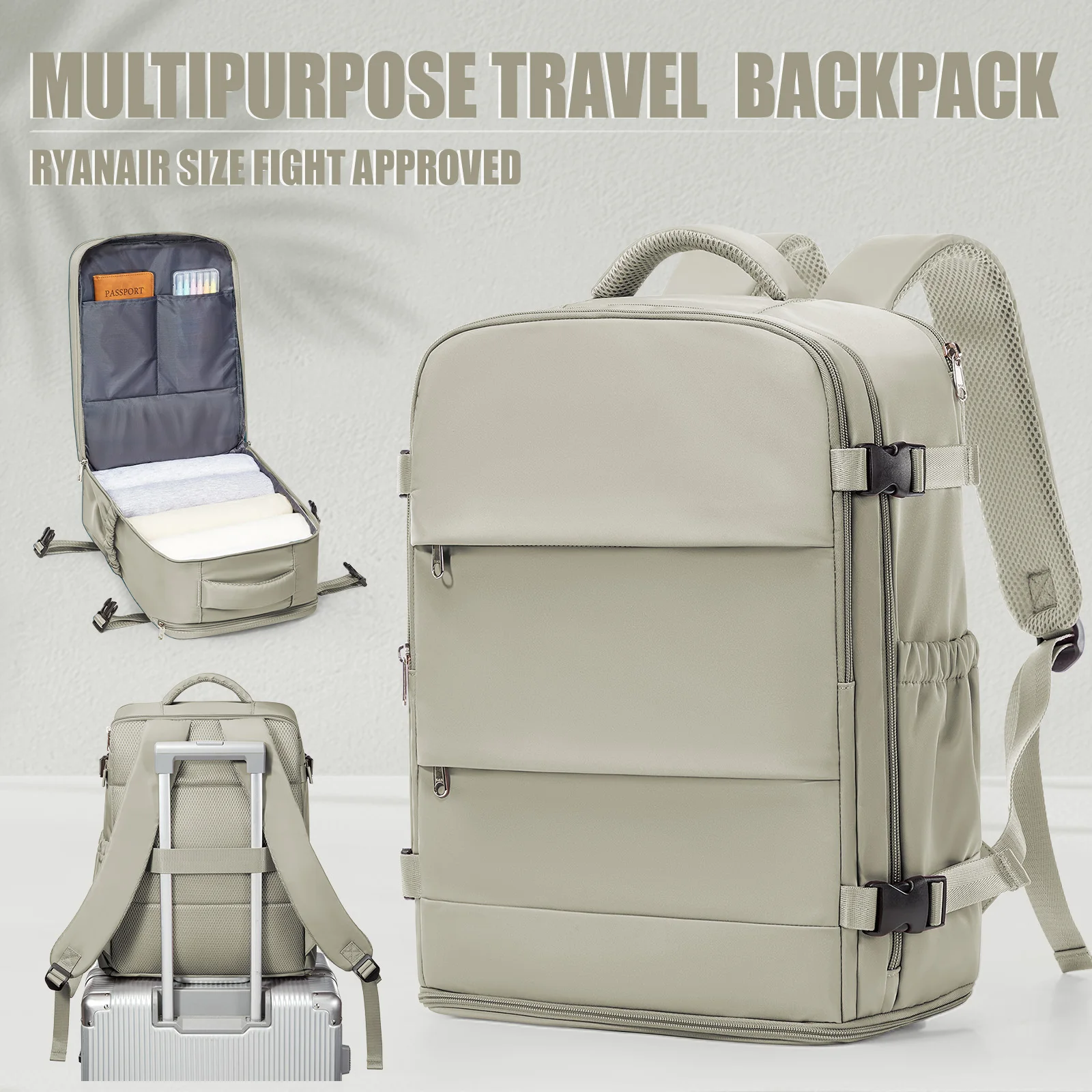 FLCC Reiserucksack für Damen und Herren, Ryanair Rucksack 40x30x20 Handgepäck Flugzeuggepäck EasyJet 45x36x20 Rucksack Business Laptoptasche 8