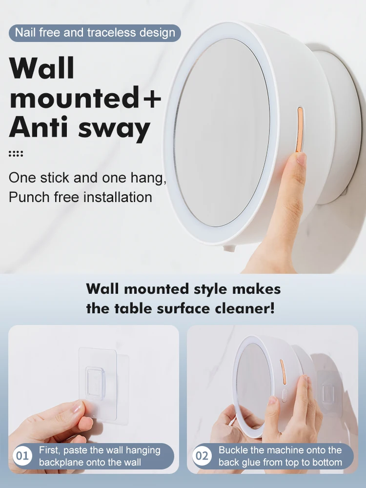 2 In 1  Touchless Electric Foaming Bathroom Use Wall-mounted Hand cleaning Machine Beauty LED Mirror Automatic Soap Dispenser