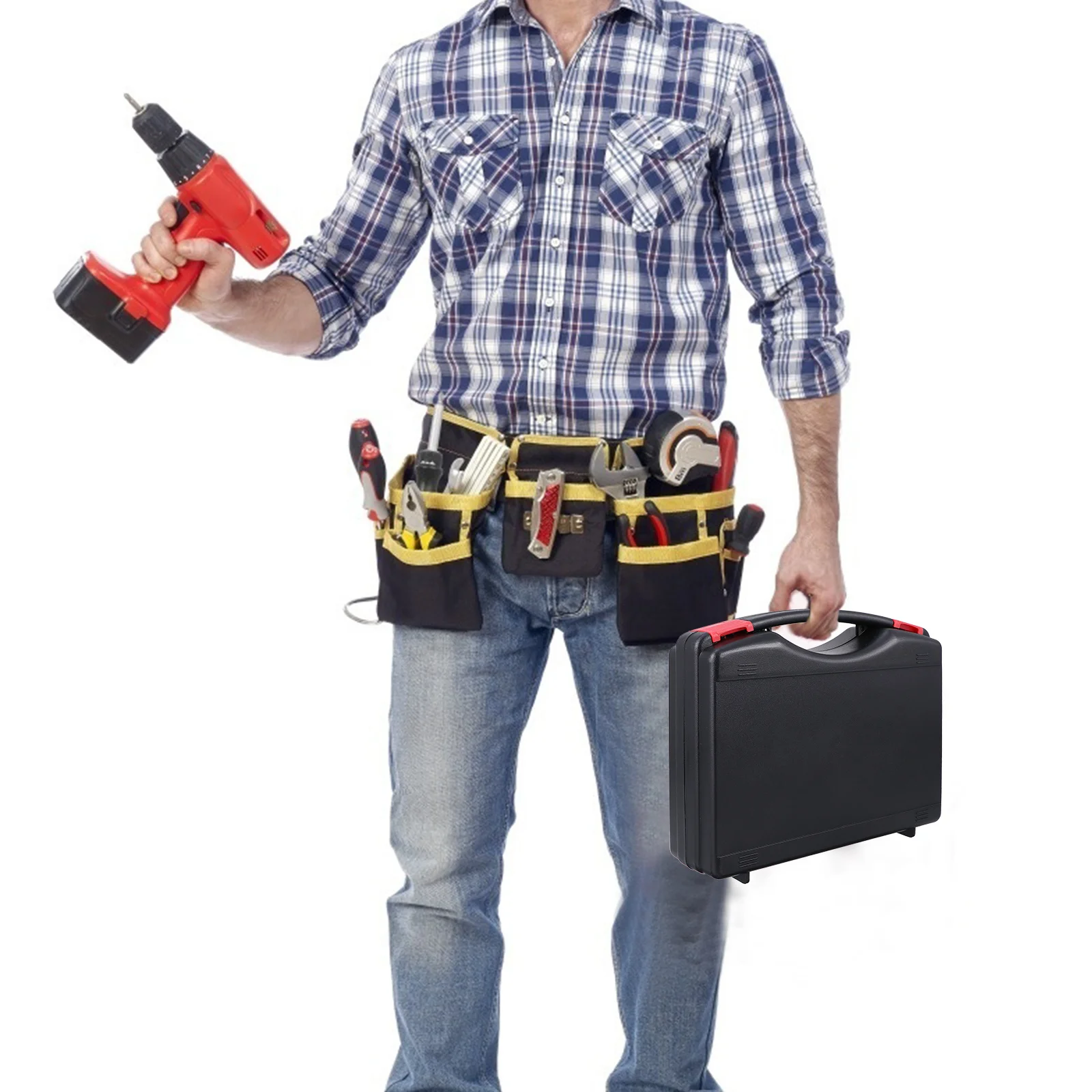 صندوق أدوات بلاستيكي سعة كبيرة صندوق تخزين الأدوات المحمولة مادة Pp متينة للأدوات اليدوية حقيبة أدوات متعددة الوظائف