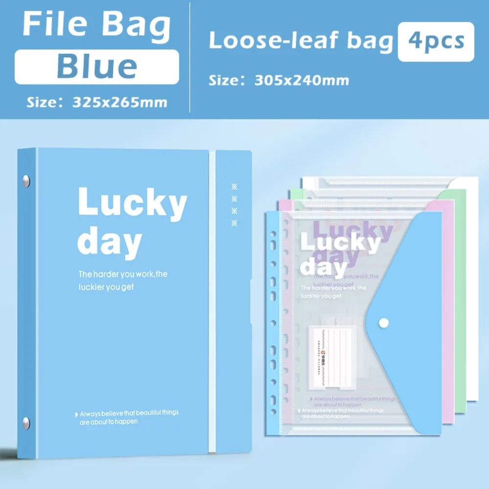 

Multi-functional Loose Leaf File Bag Set Large Capacity Waterproof Test Paper Storage Clip A4 File Folder School Office