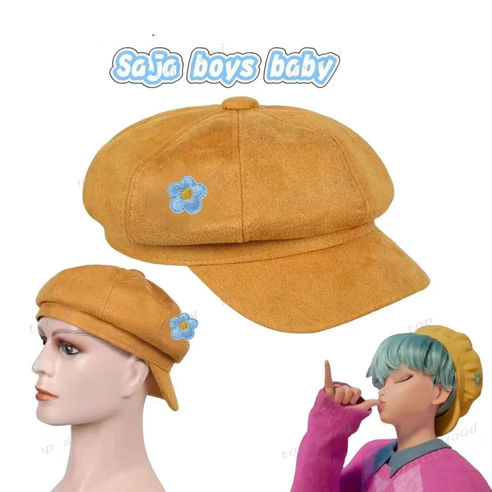 Saja Jungen Baby Cosplay Gelbe Baskenmütze Hut KPop Dämon Jäger Synthetische Kurze Perücke Männer Frauen Halloween Party Karneval Requisiten