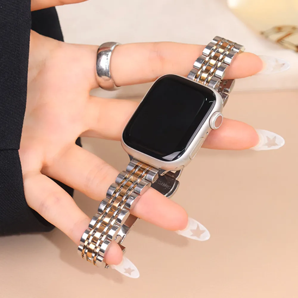 Edelstahlarmband für Apple Watch 40mm 38 41 42 44 45 46 Ultra 49mm Armband für iWatch Series 12 11 10 9 8 7 6 SE 5 4