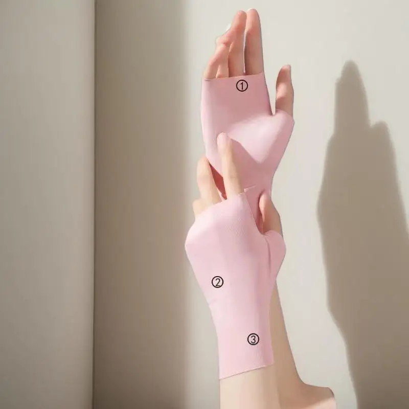 قفازات حماية من الأشعة فوق البنفسجية لمسمار الفن هلام مسمار مصباح قفازات واقية من الشمس أصابع اليد العناية بالشمس رقيقة كول الحرير الجليد حريري الشمس قفاز