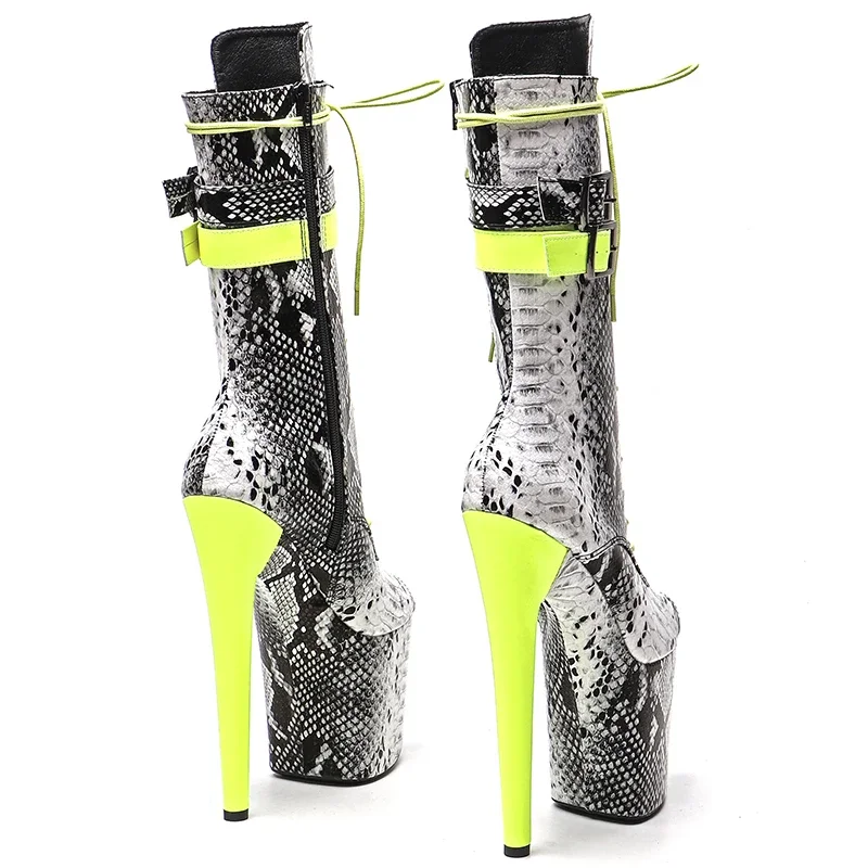 Leecabe 20cm/8inches  Snake  Upper with Matte PU  Open Toe  Fashion  High Heel platform   Pole Dancing boots