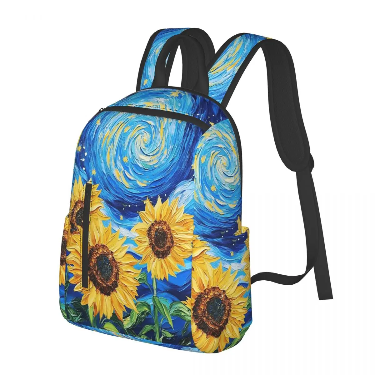 Vibrant Blue And Yellow Sunflower Student Backpack School Bag Hiking Travel Daypack for Men Women Bookbag Shoulder Bags