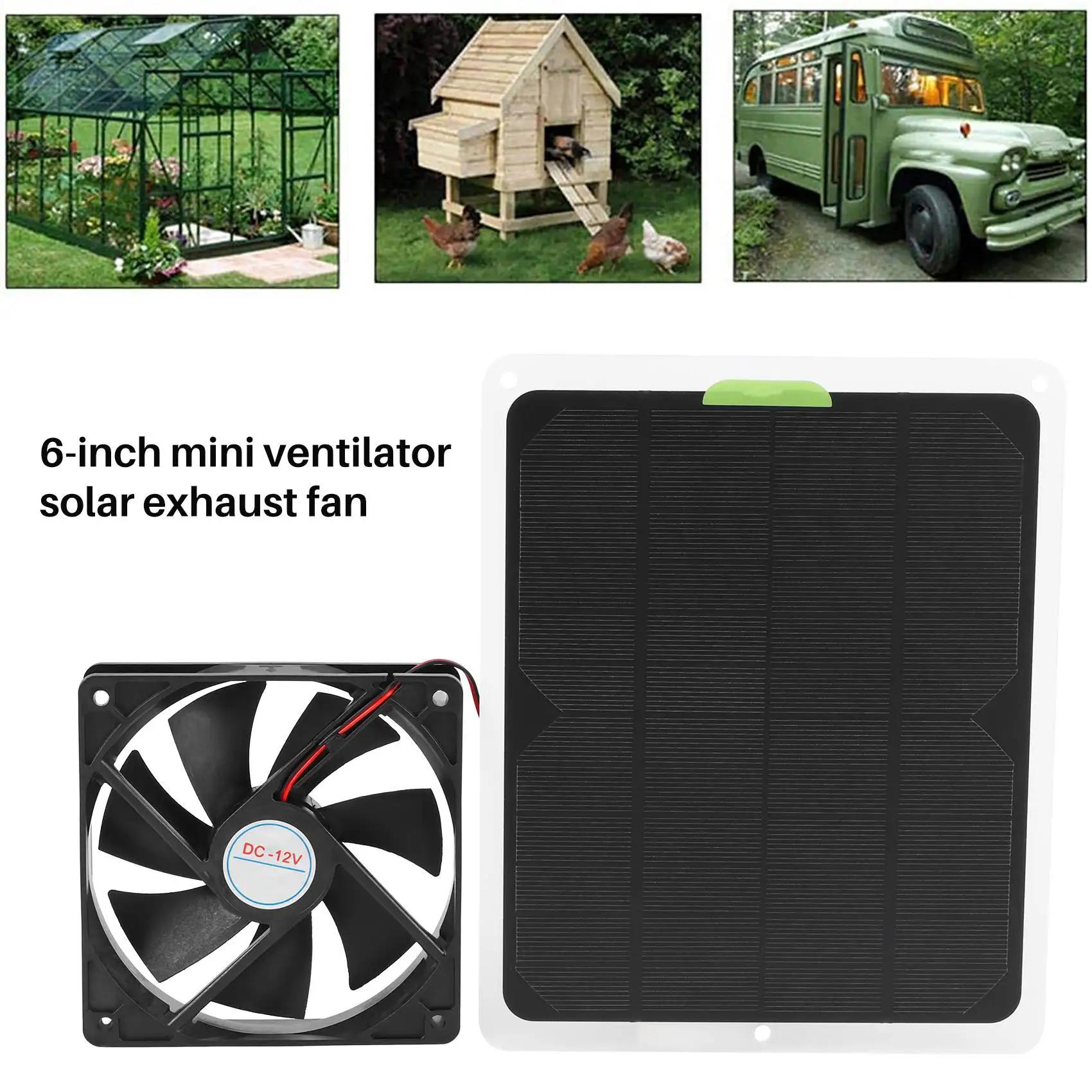 RV Solar Exhaust Fan 50W 4.7 Inch Mini Ventilator IP65 Waterproof Solar Panel Powered Fan for Car, Greenhouses, Pet Houses