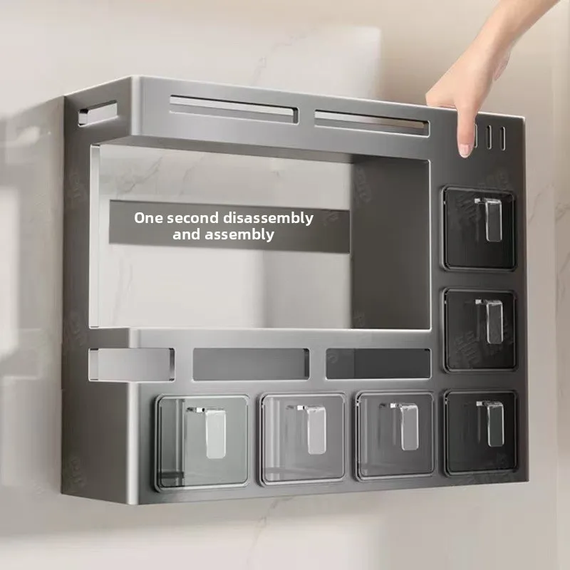 Wall Mounted Kitchen Seasoning Rack Organizer Oil Salt Sauce Vinegar Containers Compact Home Storage Holder Convenient Access