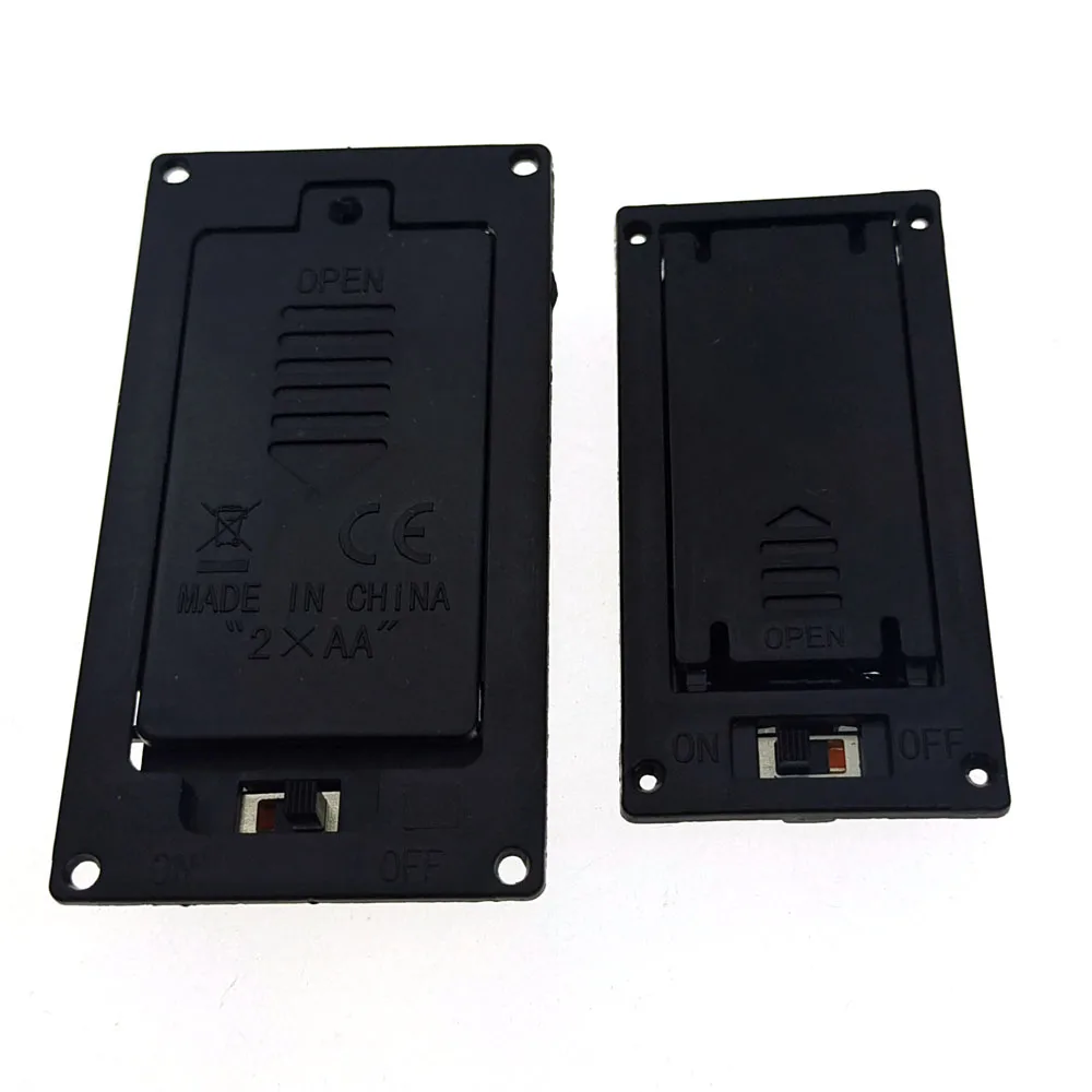 Black 2xAA/2xAAA Battery Box/Case 3V Flip Cover Battery Holder With Cover And Switch, No Screw