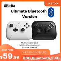 8BitDo Ultimate Wireless Bluetooth Controller with Charging Dock Hall Effect Sensing Joystick for Windows 10, 11,Steam,Android