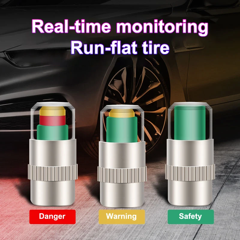 4Pcs/Set Car Tire Pressure Indicator Valve Cap External Monitoring Alert Sensor DIY Accessory