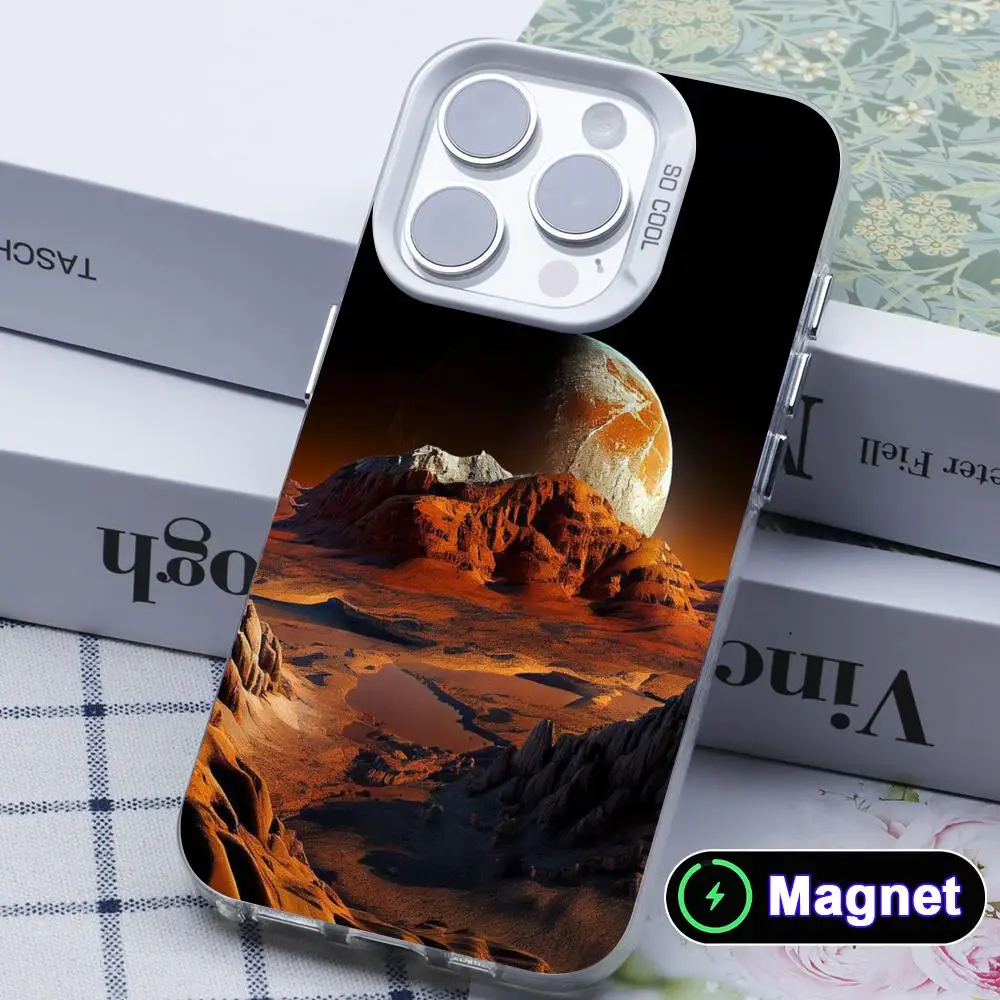 

Luna Moon Phone Case for iPhone 17 16 15 14 13 12 11 X XR XS Air Pro Max Plus Colorful Silver MagSafe Cover