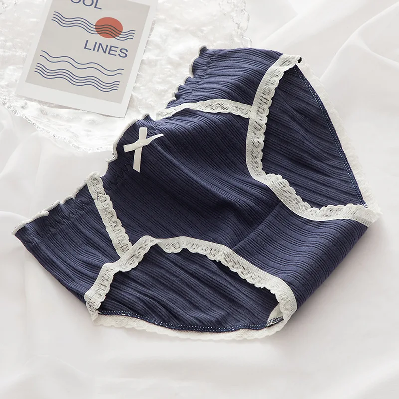 

Blue Teenagers wholesales students new girls underwear 6pc/lot cotton middle waist plaid briefs young girl panties