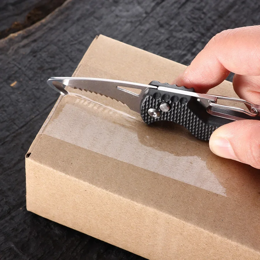 Portable Express Unboxing Knife Outdoor Fold Knife Stainless Steel Serrated Hook Cutting Machine Multifunctional Survival Tools