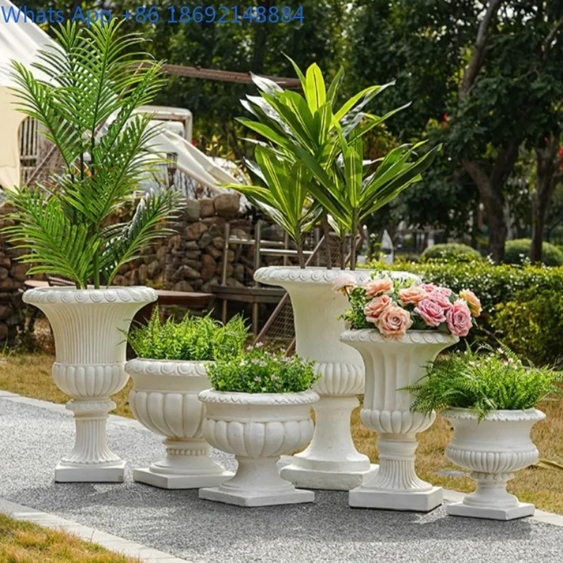 

European Retro Roman Flower Pot Outdoor Planting Flower Pot Villa Hotel Courtyard Garden Terrace Entrance Garden Decoration