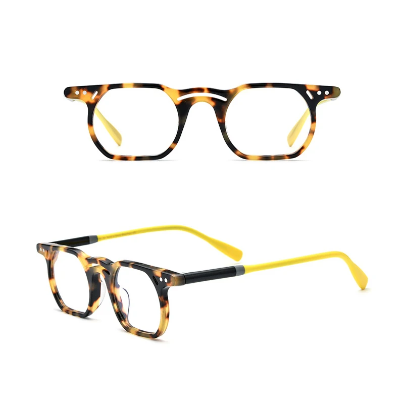 Belight Optical  Women Men Hollow-carved Design Acetate Fancy Vintage Retro Square Shape Spectacle Frame Precription Lens 19210