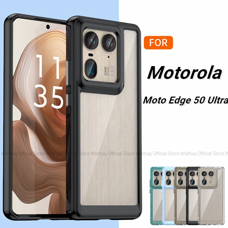 For Motorola Moto Edge 50 Ultra Case Motorola Moto Edge 50 Ultra Cover Clear PC Shockproof TPU Phone Cover Moto Edge 50 Ultra