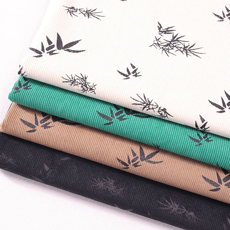 148x50cm/148x200cm Bamboo Printed Corduroy Fabric For Casual Clothes Skirts Coats Bedding Cushions Handmade DIY Sewing Fabrics