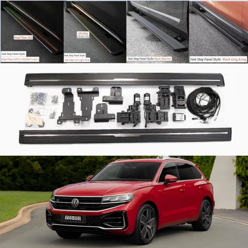 Electric LED Running Board For Volkswagen VW Touareg 2019-2026 Automatic Side Step Retractable Foot Pedal Telescoping Nerf Bars