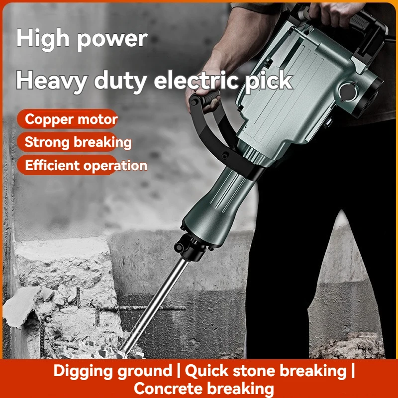 Industrial Grade 1600W Medium Heavy Duty Electric Demolition Hammer Concrete Breaker with Anti-Vibration Handle