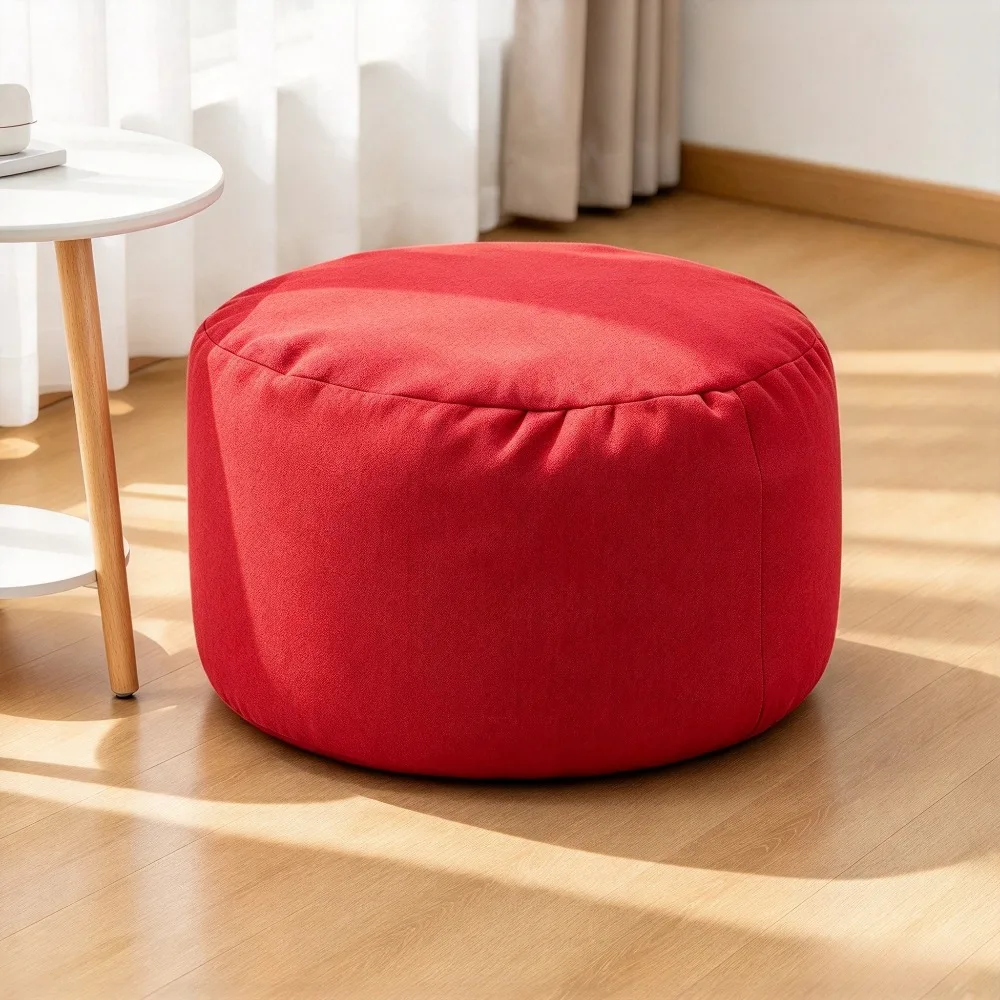 Bean Bag Footrest Ottoman, Lazy Sofa Lounger with EPS Beads Filling, Soft Comfy Foot Stool for Living Room, Bedroom