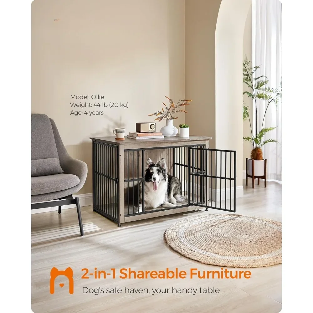 

Dog Crate Furniture, 38.6" Side End Table, Modern Kennel for Dogs Indoor up to 70 lb, Heavy-Duty Dog Cage with Enclosed Base