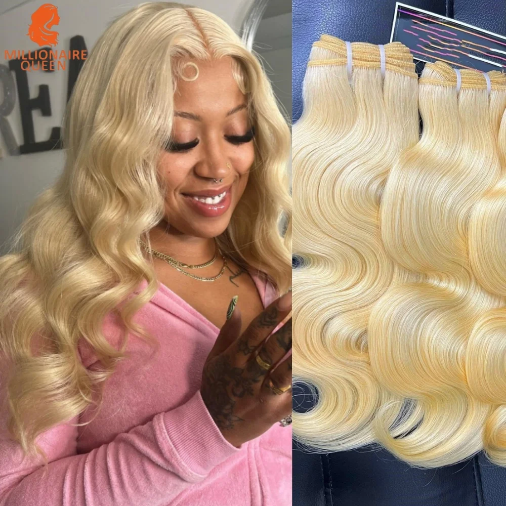 

15A 100% человеческие волосы, супер двойные нарисованные, 1/3/4 шт., необработанные человеческие волосы, 613, объемные волны, пучки перуанских волос, миллионaire Queen