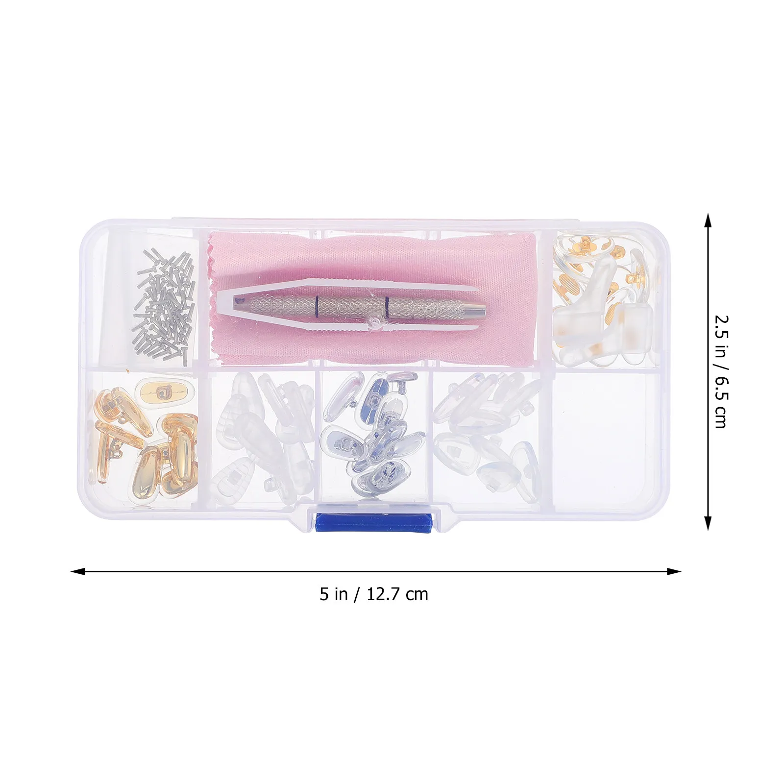 1Set Eyeglasses Repair Accessories Kit Silicone Nose Pads Tweezers Micro Cloth Screws Rotating Head Stable Grip