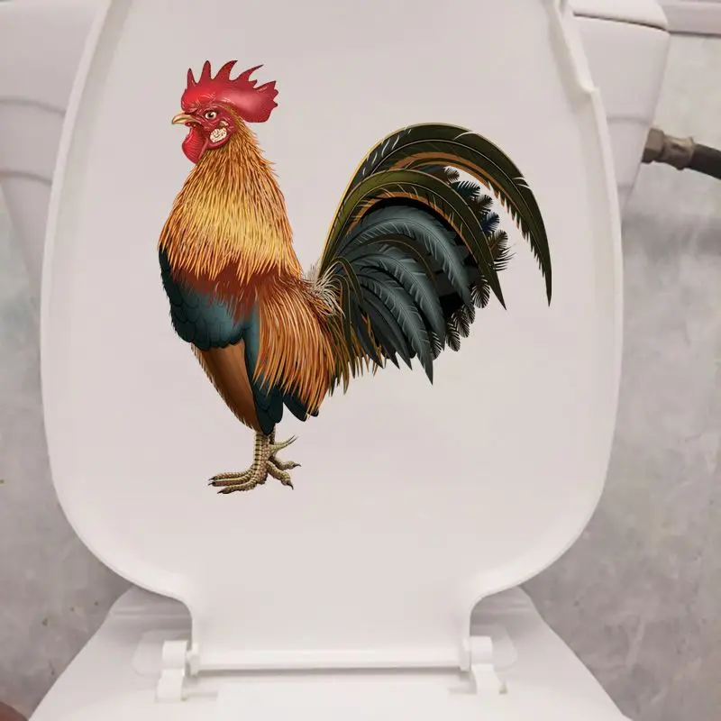 MT51# Cartoon Rooster Wall Sticker Bathroom Toilet Decor Living Room Cabinet Home Decoration Decals Beautify Water-proof Decal