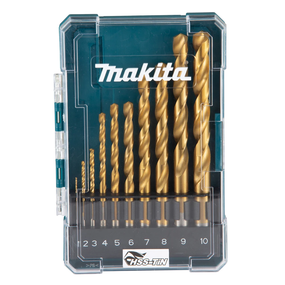 Makita D-72849 Drill Bit Set Hss-Tin 10 Pcs Power Tool Accessories