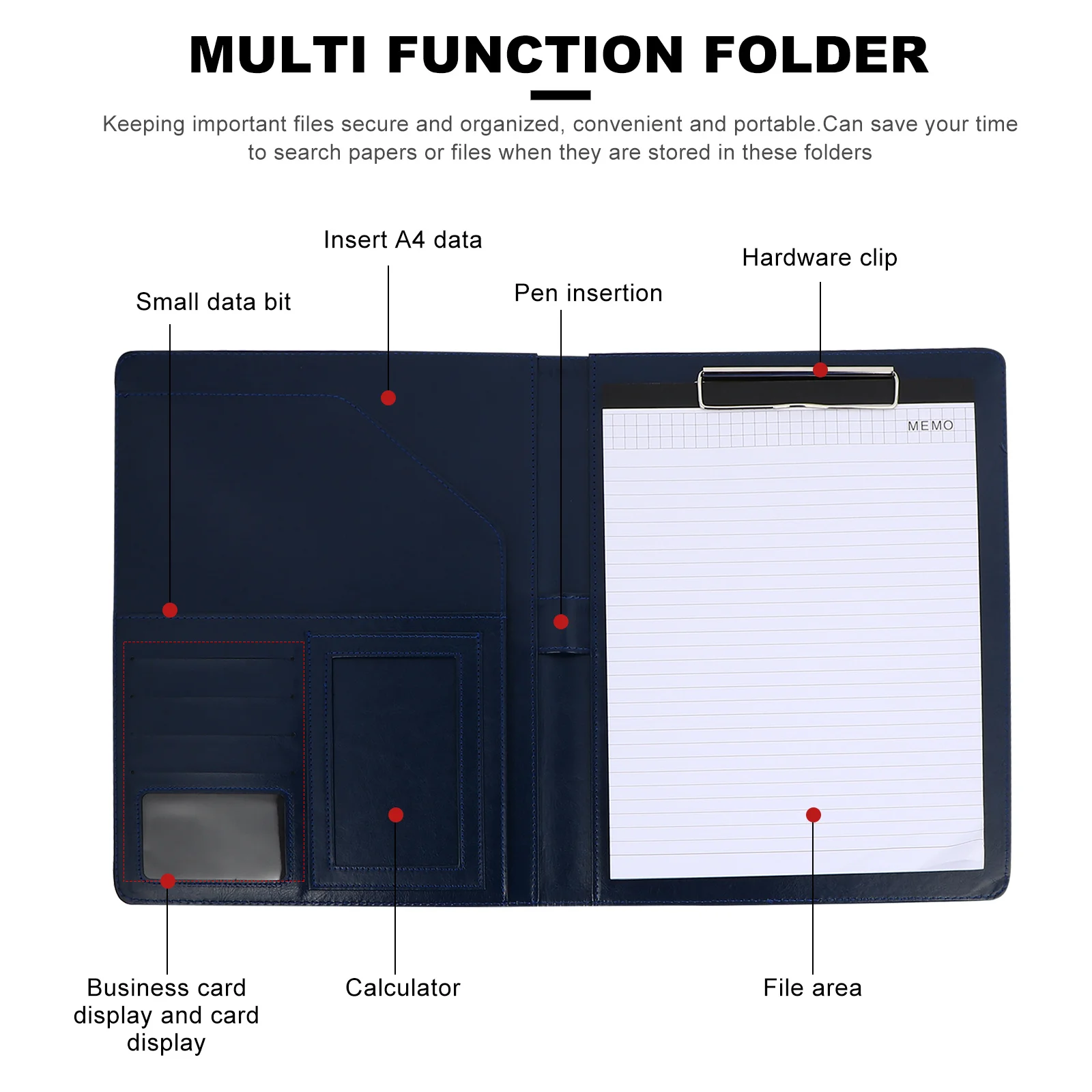 

1pc A4 Pu Document Organizer Folder Business Cards Holder Large Capacity File Storage For Office Home School Travel