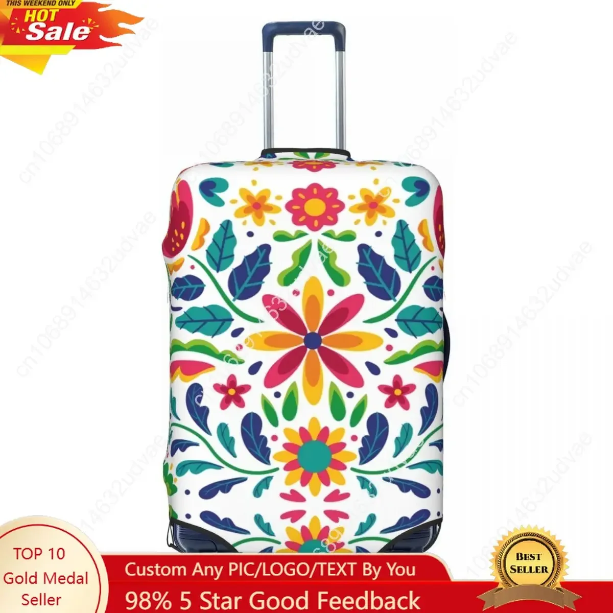 Custom Fashion Mexican Flowers Luggage Cover Protector Dust Proof Travel Suitcase Covers