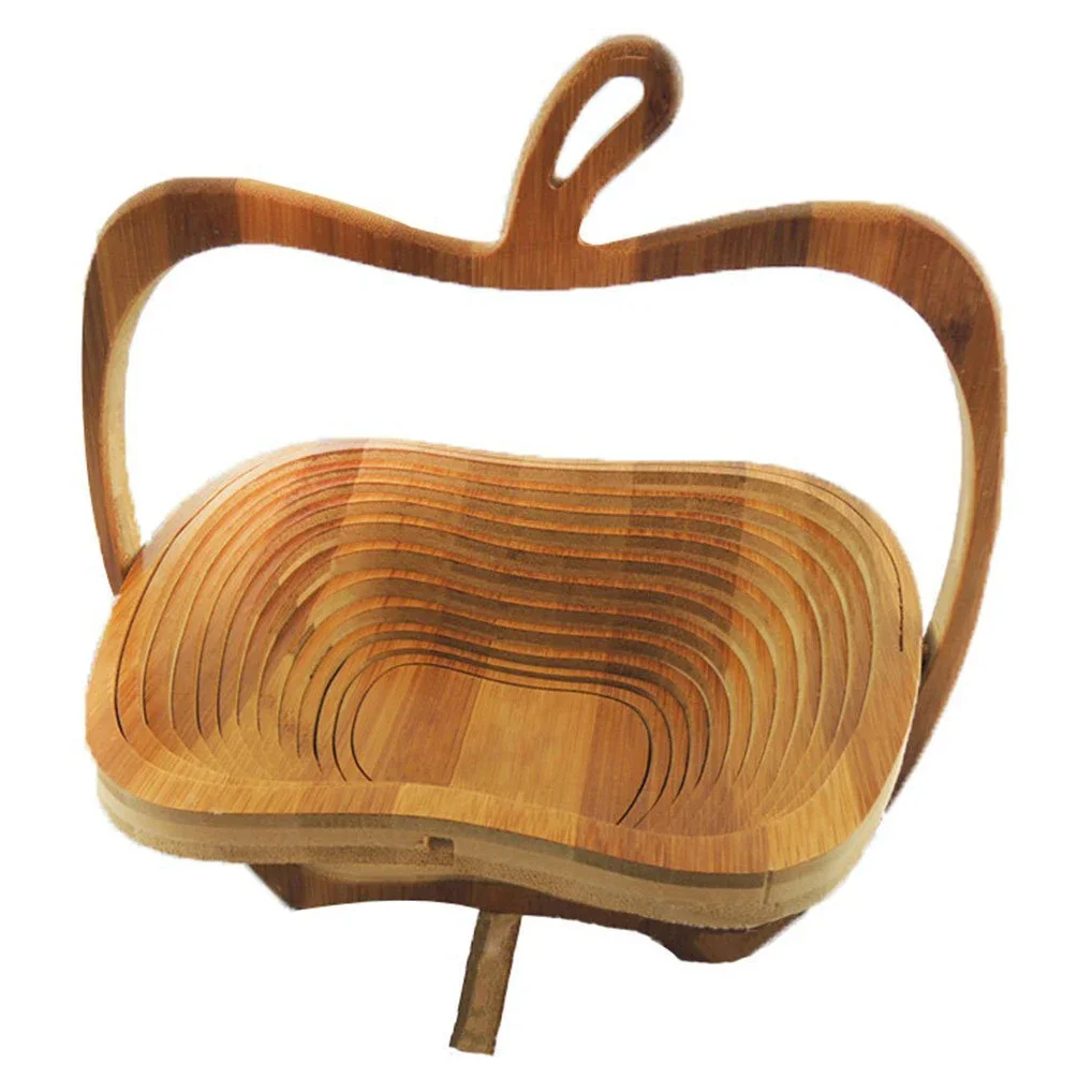 Foldable Basket / Basket in Bamboo in Form of Apple for Fruits (Wood Log)