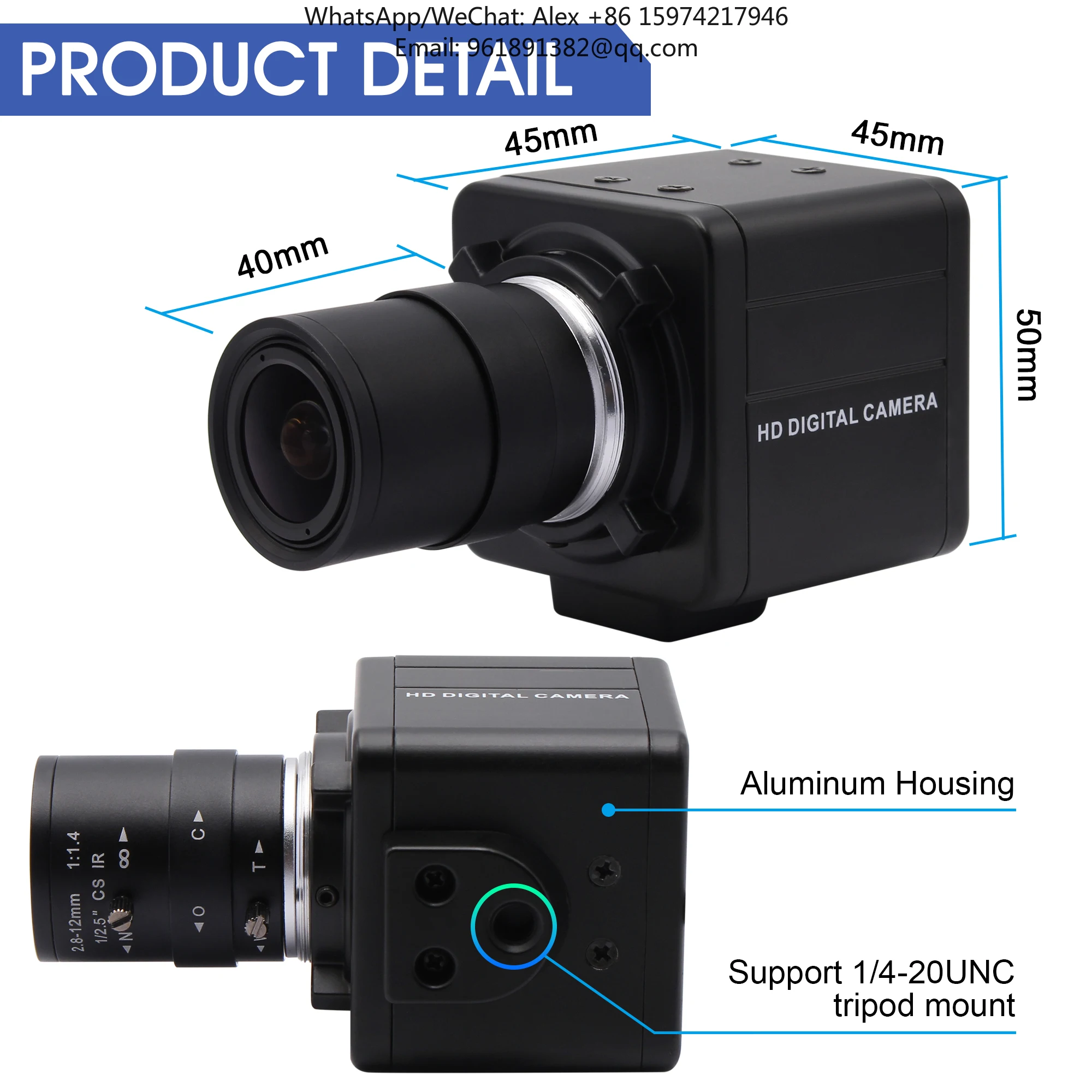 Fotografia 4: Câmera USB de Vigilância 4K ELP 3840x2160 com Microfone Mini Sony IMX317 e Estojo