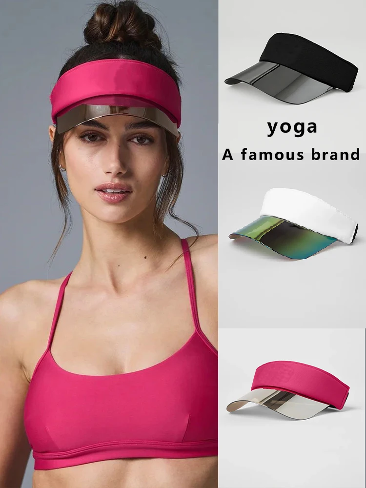 

a？？Yoga hat with full logo sunshading UV protection hard top baffle empty top sunshading hat essential for outdoor use