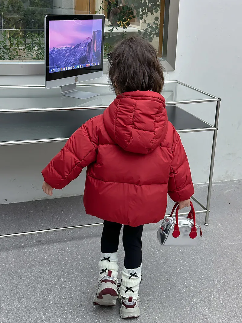 سترة مبطنة بالقطن للأطفال للأولاد والبنات ملابس سميكة للأطفال سترة دافئة على الطراز الأجنبي ملابس الخبز الأحمر للشتاء #4