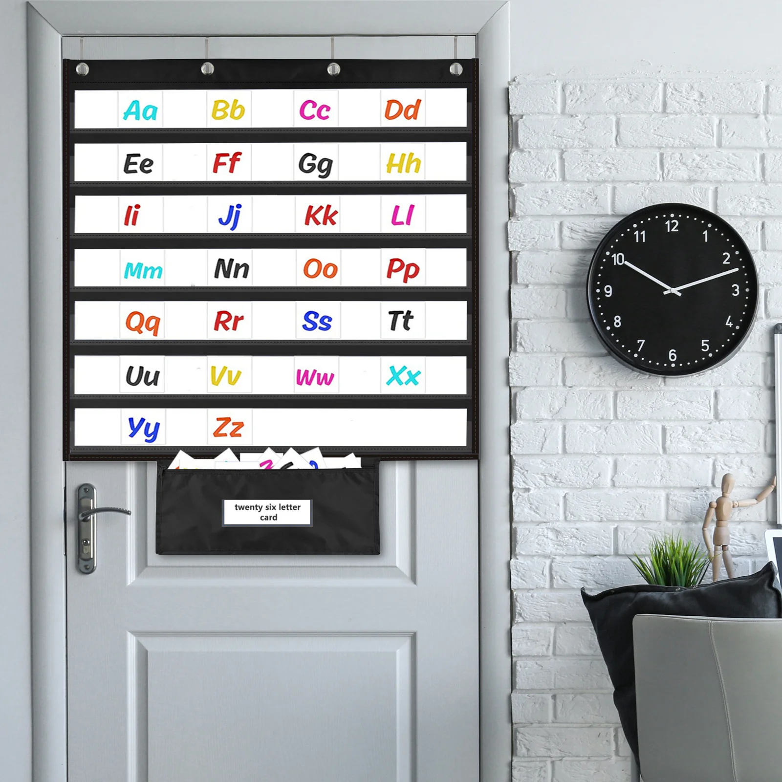 مخطط جيب لبطاقات الكلمات للفصول الدراسية، جيوب تخزين معلقة على الحائط لشرائط الجملة، بطاقات القصة، مخططات التقويم