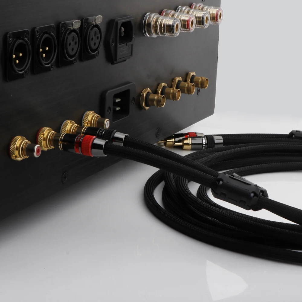 Paar 2RCA zu 2RCA Verbindungskabel 6N OFC Versilbertes RCA-Audiokabel für Heimkino DVD TV Verstärker CD – Detail 9