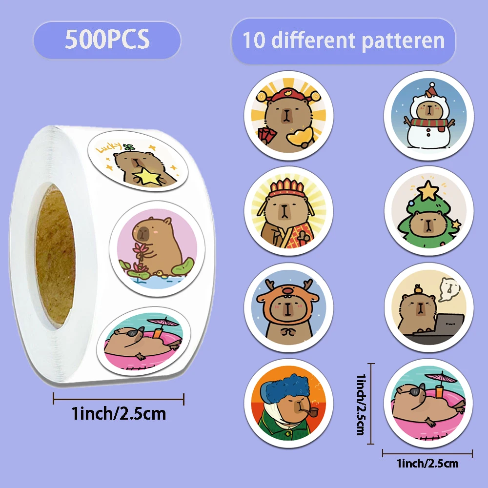 500PCS Kreative Capibala Rolle Aufkleber Telefon Fall Dekoration DIY Skateboard Notebook Wasser Tasse Personalisierte Wasserdichte Aufkleber