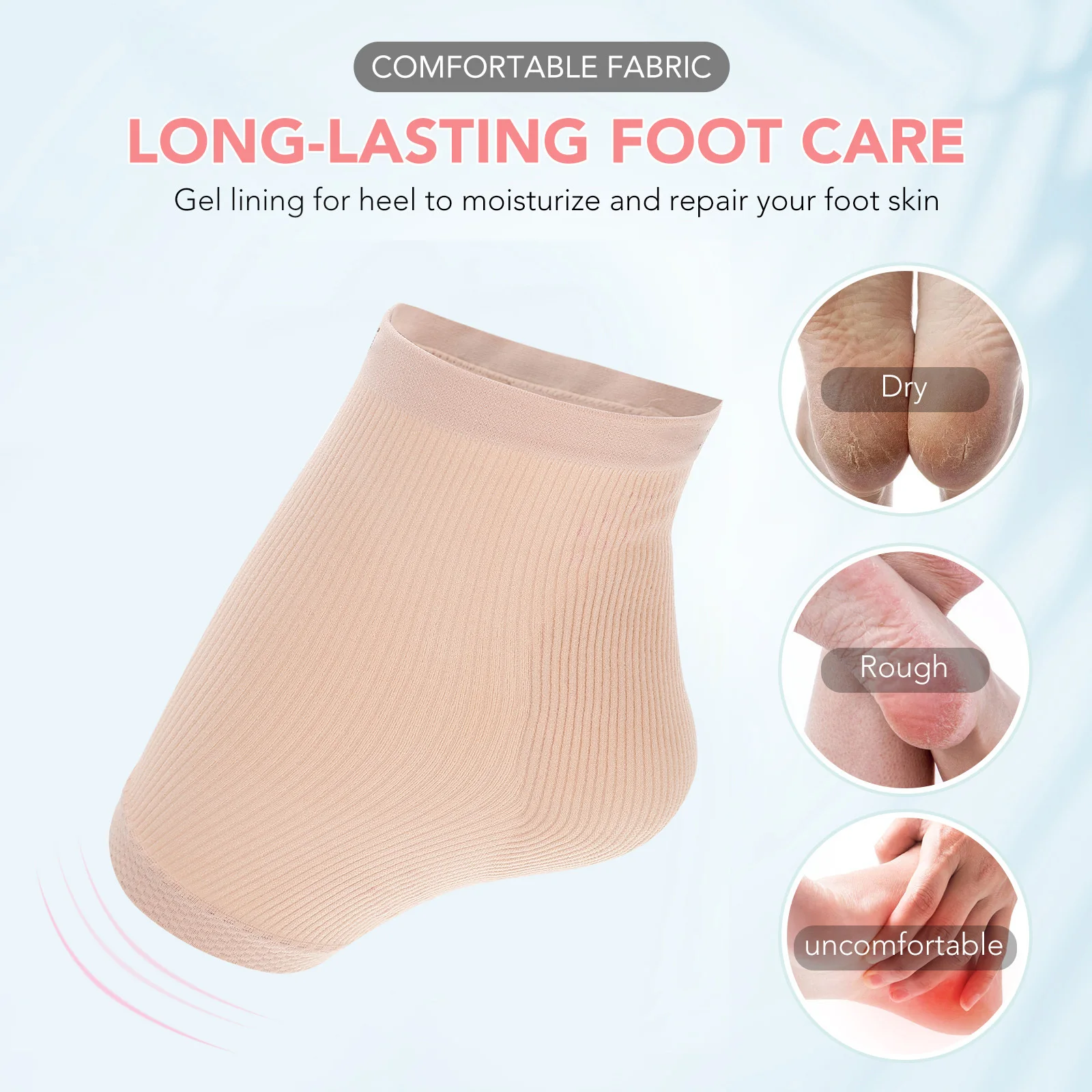 1 قطعة 1 زوج جوارب كعب جل للأقدام الجافة المتشققة ترطيب بدون أكمام القدم لينة دائم تنفس الجوارب #2
