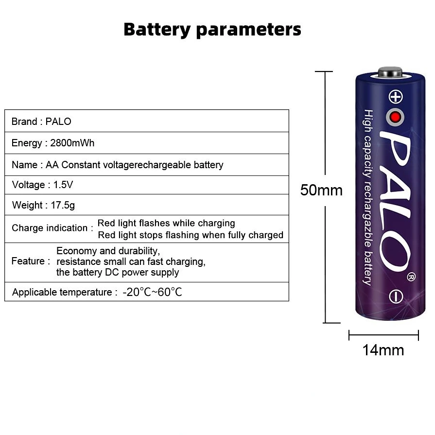 PALO 1.5 V AA litowo-jonowy akumulator z ładowarką do zabawek zegarowych kamera 1.5 woltów 2A Batteria ogniwa do zdalnego sterowania